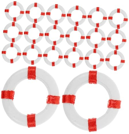 UTHCLO 50pcs Miniature Life Ring Decoration Toy Life Buoy for Dollhouse Coastal Table Decor Mediterranean Beach Figurines