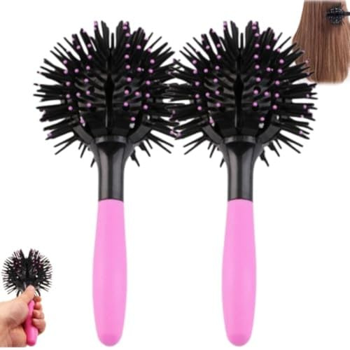 Ball Brush Spazzola Rotonda,Spazzola Rotonda per Capelli Ball Brush Originale,Sfera a 360 Gradi per Capelli Bagnati E Asciutti, Resistenza Alta Temperatura, 2 pezzi