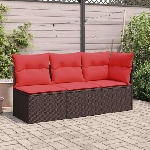 Ziaphsol Gartensessel ohne Armlehnen mit Kissen Braun, Polyrattan, 55x62x69 cm, UV-beständig, Wasserabweisende Tasche, für Terrasse, Garten, Balkon, gemütliche Entspannung