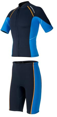 Aomiun Mens 1.5mm Shorty Wetsuit, Adult Short Sleeve Neoprene Surfing Diving Wetsuit with UPF 50 Sun Protection, for Diving Snorkeling Kayaking Swimming