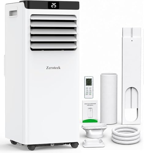 Air Conditioning Unit, 4-in-1 Powerful Portable Air Conditioner with Cooling, Dehumidifier & Fan Modes, Sleep Modes, Intuitive Display, Remote Control, 24H Timer, Window Kit, for Room Up to 269sq.ft