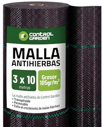 Control Garden Malla Antihierbas 3 x 10 m Grosor 105 gr | Malla Anti Malas Hierbas y Maleza para Jardín, Huerto, Cesped | Tela Cubresuelos Antigerminante Transpirable, Permeable y Resistente