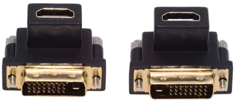 JSER 2 st 90° vinklade adaptrar (DVI hane till HDMI typ A hona) kompatibel med datorer, HD-TV, grafikkort och skärmar.