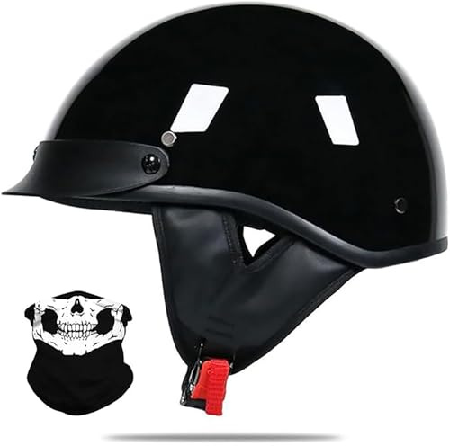 Casco Aperto Vintage Omologato ECE, Casco Moto Jet Con Occhiali Per Uomo Donna, Casco Scodella Retro Per Motorino Scooter Custom 5,L/(59~60cm)