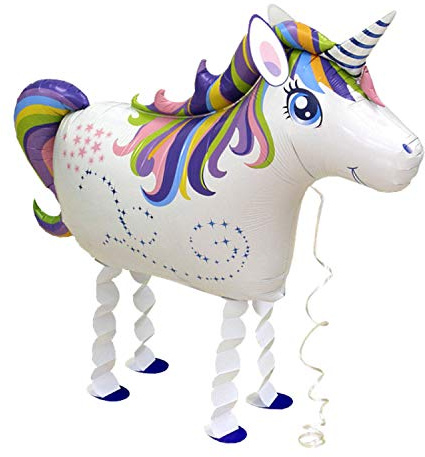 Airwalker Ballon Einhorn - laufendender Tier Luftballon Helium Walking Folienballon Deko für Kinder Geburtstag Party Hochzeit Kinder Geschenk JGA Dekoration Tierballons laufen