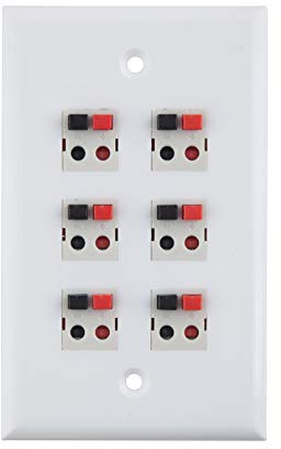 TENINYU 6 Port Lautsprecherbuchse Keystone Single Gang Wandplatte Lautsprecher Wandplatte für Home Theater – Weiß 6-Pack weiß