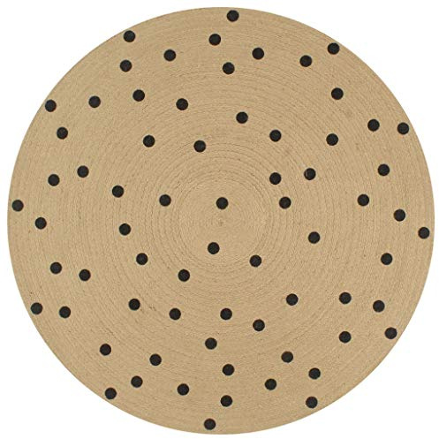 vidaXL Alfombra de Yute Tejida a Mano de Yute Estampado Lunares 150 cm