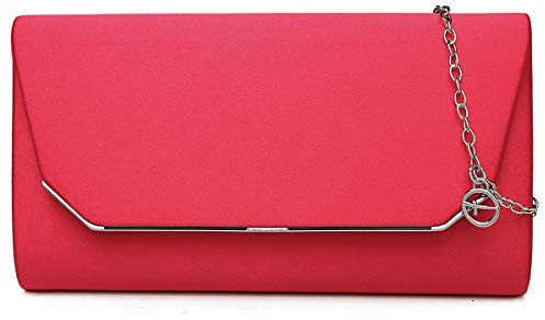Tamaris Enya Clutch Bag Satin Poly Abendtasche Umhängetasche Schultertasche 3068191, Farbe:Chili
