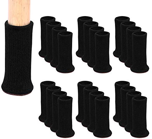 AIRUJIA Stuhlsocken 32er-Pack, Stuhlbeinkappen, Stuhlbeinschoner, Stuhlsocken Für Eckige Runde Stuhlbeine, Vermeiden Kratzer Und Lärm, Passend Für Stuhlbeine Von 1 Bis 2 Zoll, Schwarz