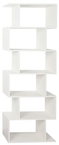 RICOO Standregal 6 Regalböden WM070-WM Raumteiler Regal weiß matt 192×70×25 cm Bücherregal Holzregal Wand Würfelregal Büroregal klein Regale & Ablagen Bookshelf Wandregal Holz