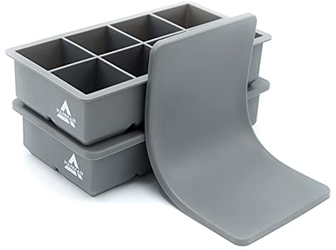 HANMAR® Large ice Cube Moulds (2 Pcs) Premium BPA-Free Silicone Easy Release Stackable Slow Melting Odorless Giant Cubes - Ice Cube Tray with lid - Large ice Cube Tray - Silicone ice Cube Tray