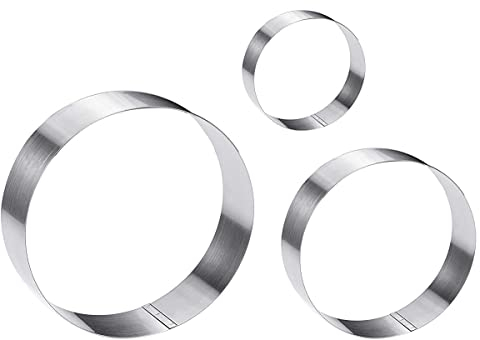 Siking Stainless Steel 4/6/8 Inch Round Cake Ring Mold Set (3 Pieces)