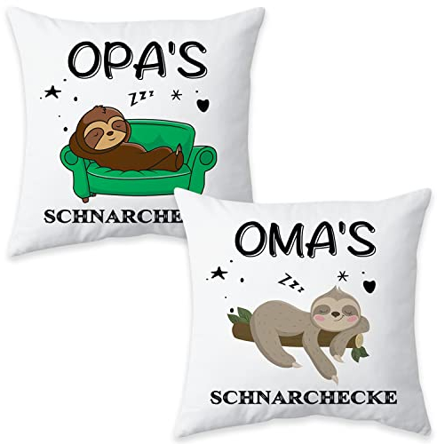 Shoppawhile Oma und Opa Geschenke Geschenk für Oma und Opa Geschenke Faultier Kissenbezug 45x45cm Muttertag Vatertag Geburtstagsgeschenk Weihnachten Opa Oma Faultier Geschenk