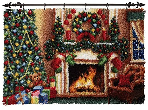Knüpfhaken Teppich Kit, DIY Teppich Making Kit für Erwachsene Weihnachten Schrank Teppich Making Kits Kreuzstich Kit Teppichherstellung Kissen Nadelarbeit für Anfänger Heimdekoration 60x42cm