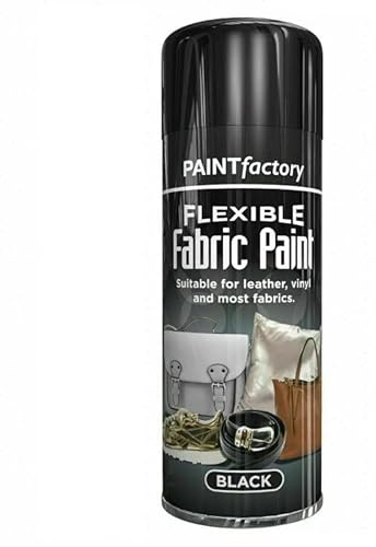 SuperGift.com 2x 200ml All Purpose Aerosol Fabric Black Spray Paint Quick Drying Spray, Fast Dry and Excellent Coverage for Vinyl, Most Fabrics, Metal, Wood, Plastic and More by Diva Gift