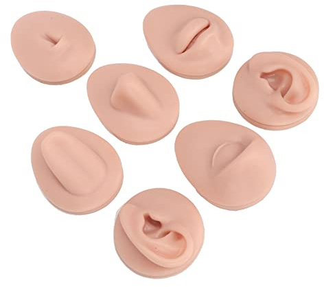 Body Piercing Übungsmodell, Body Piercing Übungsmodell Simulation Silikon Ohr Auge Nase Mund Zunge und Bauchnabel Modell für Anfänger Piercer Soft Flexible Model Body Part(Mittlere Fleischfarbe)
