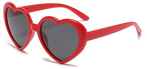 YUELUQU Herz Sonnenbrille Damen Herren Polarisierte 90er Vintage Festival accessoires Party brille