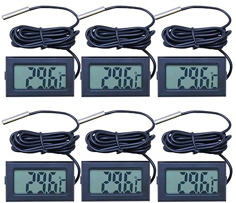 INRIGOROUS Digital LCD Thermometer Temperature Monitor with External Probe for Fridge Freezer Refrigerator Aquarium Home Room vivarium Water Temperature Gauge (6)
