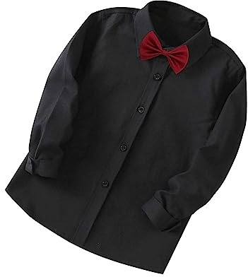 BebeXi Anno 2205 Enfants Garçons Filles Coupe Classique Chemise Col Rond Coton Doux Manches Longues Basique Chemise Garçon Noir 140, BK1., 11-12 ans