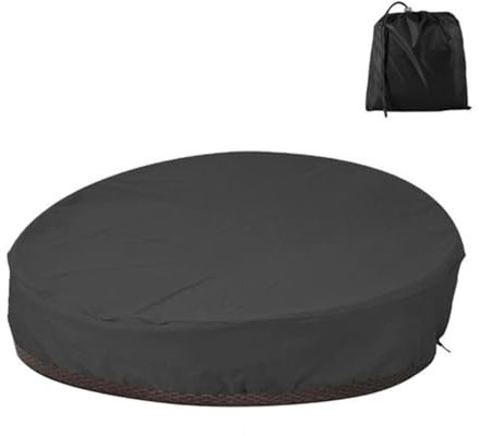 Eivdru Sonneninsel Abdeckung Wasserdicht mit Kordelzug Rund Schutzhülle für Sonneninsel Winterfest UV-Beständiges Abdeckplane Sonneninsel Reißfest für Gartenmöbel Sitzgarnituren
