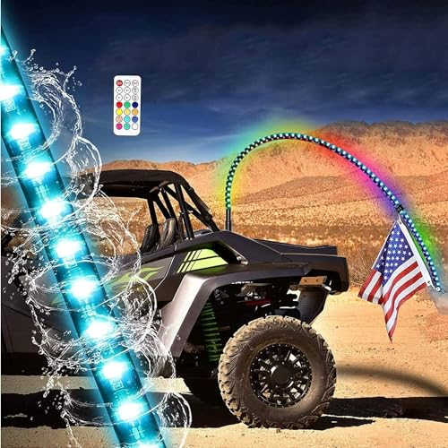 ELzEy LED Whip Lights 1 PIÈCES LED Fouet Lumières, 360 ° Spirale LED RVB Chase Danse Lumière, Offroad Avertissement Fouets D'antenne Éclairés pour UTV ATV RZR Trucks Buggy 4FT (Size : 3FT)