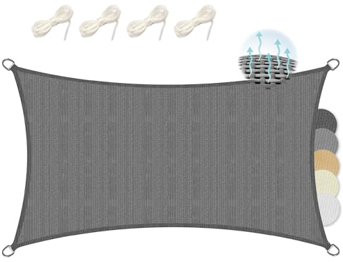 Sol Royal Sonnensegel rechteckig 5x6m Wasserdurchlässig HDPE Atmungsaktiver Balkon Terrasse Segeltuch UV Sonnenschutz Segel Garten Pool Camping Anthrazit – Shade Sails HS9