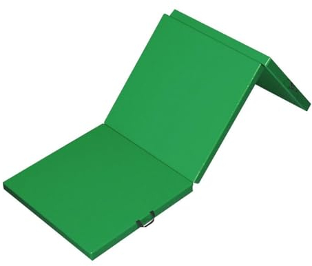 Dreifach Faltbare Gymnastikmatte Mit Tragegriffen Für Heimtraining, Kerntraining, Stretching, Yoga (Farbe : Green1, Größe : 180x60x5cm)