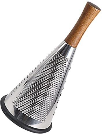Cabilock Vertical Designed Cheese Grater Stainless Steel Wood Handle Cone Shredder Home Accessory