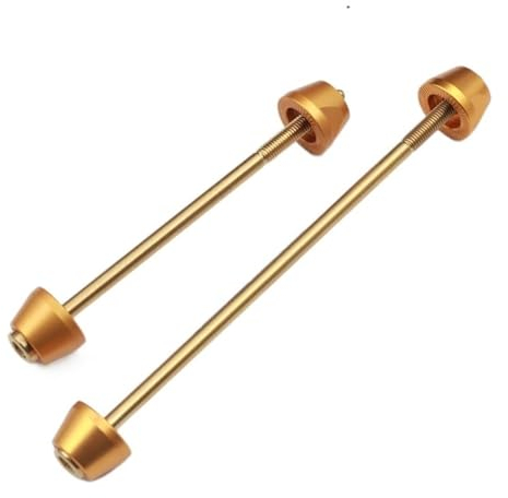 SkyjOy Fahrrad Schnellspanner T P Line for Front and Rear Hub Titanium Alloy Axle Center Slow Release Rod 74-112mm Axle Schnellspanner Fahrrad (Color : Front Rear Gold)