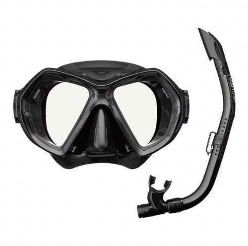 TUSA SPORT UC0106 Schnorcheln Maske und Schnorchel Set Erwachsene - Schwarz/Schwarz