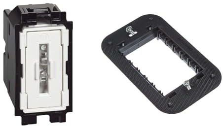 Bticino SK4005F Pulsante Assiale Living Now, Illuminabile, con Morsetti Automatici, 10A, 1 Modulo & Living Now Supporto 3 moduli, nero