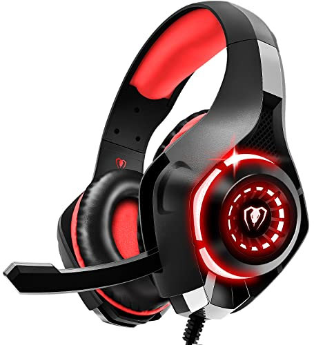 Tatybo Casque Gaming pour Ps5, Casque Gamer 3D Son Surround avec Microphone Antibruit, Ultraléger 250g, Haut-Parleur 50 mm, Casque avec Prise Jack 3,5 MM pour Ps4 Pc Xbox Switch (Noir Rouge)