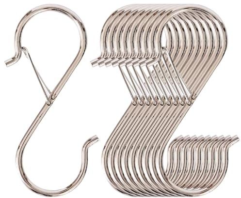 Mythosurge 10 Stück S haken zum Einhängen, S Haken Edelstahl mit Sicherheitsschnalle Schwerlast Metall haken 3.5in/9CM Anti-Drop Edelstahl Aufhängehaken(Silbrig)