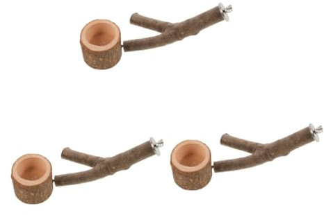Happyyami 3stücke Parrot Perch Stand Aus Naturholz Mit Futterhalter Multifunktionale Sitzstange Für Vögel Für Papageien Und Wellensittiche Robust Und Langlebig Bietet Perfekten Halt Und