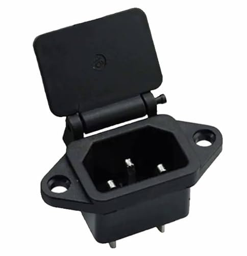 Connecteur encastrable avec prise C-14 et couvercle, 10A/250V avec fixation à 2 trous, soudure ou raccord 4,8 mm