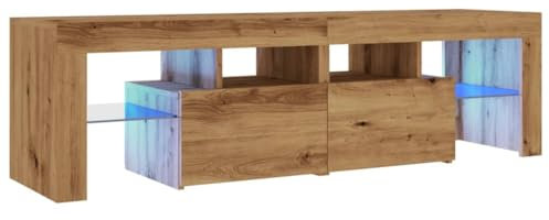 vidaXL Mueble de TV Luces LED Madera Roble Artisan 140x36,5x40 cm