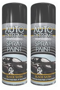 DIOXSTAR Black Satin Spray Paint, Fast Drying, Non-Cracking, DIY Spray Paint for Metal, Wood, Plastic, Indoor and Outdoor Use, Easy and Quick Spraying, 400ml (2 PCS)