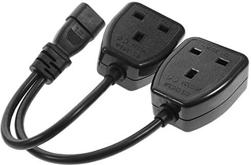 DOITOOL C14 Connector Plug to Dual Uk 13amp Socket 0.3m Power Cable Iec Power Cable for Computer and Ups Systems Heavy Duty Cord for Home and Office
