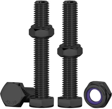 Drenky Bolts and Nuts Set, M6 Nuts and Bolts Black 304 Stainless Steel Hexagon Bolts and Lock Nuts M6 x 60mm Machine Screws and Nut for Machinery, Furniture, Bike, Ship, 3D Printing, 10 Pcs