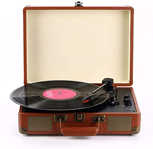 JFNHUTL Gramophone, Tourne-Disque, Platine Vinyle, Valise Portable avec Haut-Parleur stéréo Bluetooth à 3 Vitesses, Prend en Charge la Sortie USB/RCA/Prise Casque, B