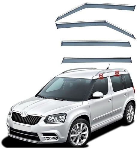 CQGRAPE 4 Stück Windabweiser Autofenster für Skoda Yeti 2009 2010 2011 2012 2013 2014 2015 2016 2017, Auto Windabweiser Set Rauchschutz Auto Zubehör