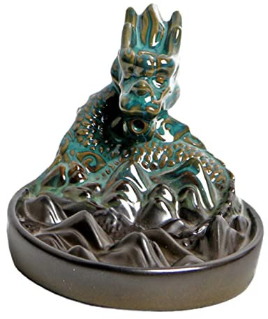 Amosfun Handgefertigter Räuchergefäß mit Drachenmotiv Vintage-Stil Rückfluss-räuchergefäß