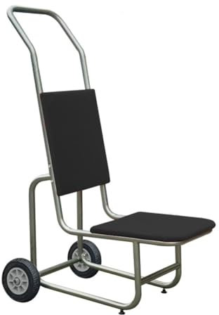 Chariot de banquet empilable robuste pour 15 chaises en métal avec roues en caoutchouc de 25,4 cm pour un transport facile, parfait pour les grands événements (noir)