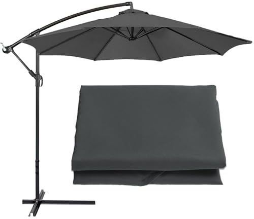 2-3.50m Sonnenschirm Ersatzbezug 6/8 Streben Terrassenschirm Bespannung Stoffbezug, Gartenschirm Ersatz-Überdachung, Für Ampelschirm, Hof, Garten(Gray,8.2ft (250cm)/6 Ribs)