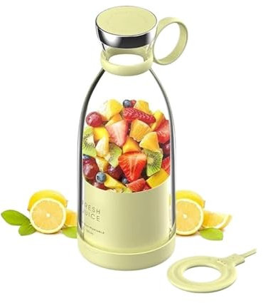 Mélangeur de jus portable rechargeable sans fil 350 ml USB mini extracteurs de fruits nourriture, milkshake (jaune)