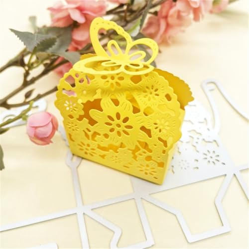 Sredwtk Schmetterlinge Blumen Geschenkbox Stanzschablonen Schachtel Stanzschablonen Box Metall Prägeschablonen Stanzmaschine Stanzformen Schablonen für DIY 3D Keksbox Süßigkeitenbox