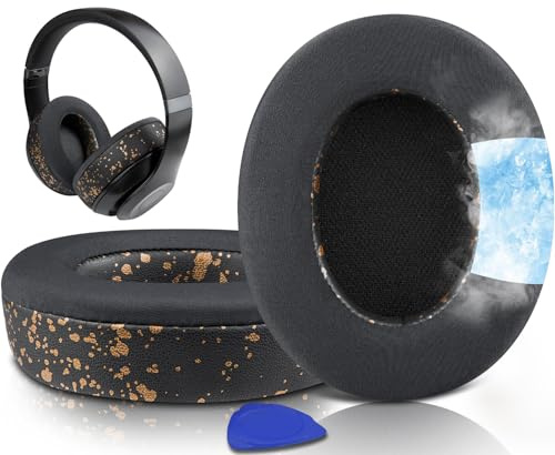 SOULWIT Cooling Gel Replacement Earpads for Beats Studio Pro Wireless Noise Cancelling Headphones, Ear Pads Cushions with Breathable Mesh Fabric, High-Density Foam - Black Gold