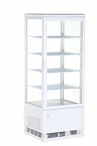 METRO Professional Panorama Kühlvitrine GGC2098, 42.8 x 38.6 x 111 cm, 98 L, 4 verstellbare Einlegeböden, LED-Beleuchtung, Weiß