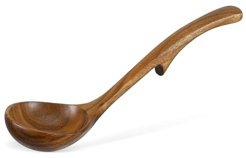 Alipis Mestolo Da Zuppa in Legno Massello Con Manico Lungo Cucchiaio Da Cucina Naturale Resistente Facile Da Pulire Per Servire e Mescolare