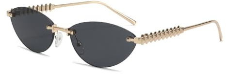 EJDHA Elegante randlose Sonnenbrille für Damen mit goldenen Nietendetails, stylischem Cat-Eye-Design, UV-Schutz
